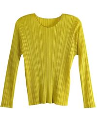 Pleats Please Issey Miyake - Pleated Long-Sleeve Top - Lyst