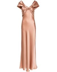 Alberta Ferretti - Bow-detail Satin Slip Dress - Lyst