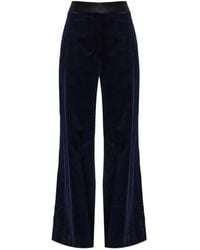 Victoria Beckham - Alina Velvet Satin-Trim Trousers - Lyst