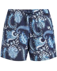 Etro - Navy Swim Shorts With Floral Paisley Print - Lyst