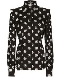 Dolce & Gabbana - Silk All-Over Logo Blouse - Lyst