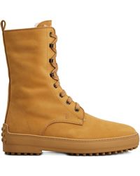 Tod's - Winter Gommino Leather Lace-Up Boots - Lyst