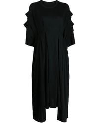 Yohji Yamamoto - Vestido midi con detalle drapeado - Lyst
