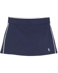Sporty & Rich - Logo-Embroidered Contrast-Trim Tennis Mini Skirt - Lyst