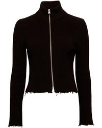 MM6 by Maison Martin Margiela - Ribbed Cotton Zip-up Cardigan - Lyst