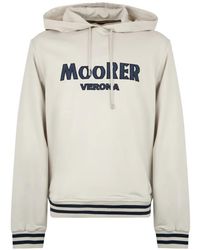 Moorer - Logo-Print Striped-Trim Hoodie - Lyst
