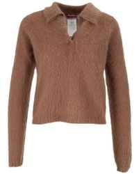 Max Mara - Brushed-Knit Polo Sweater - Lyst