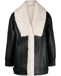 Victoria Beckham - Manteau en cuir à doublure lainée - Lyst