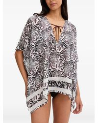 Twinset - Caftan Court À Motif Cachemire Et Col À Nouer - Lyst