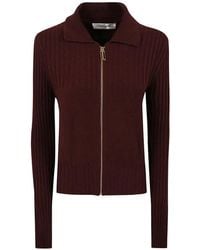 Victoria Beckham - Ribbed-Knit Zip-Up Cardigan - Lyst