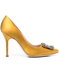 Manolo Blahnik - 105Mm Hangisi Satin Pumps - Lyst