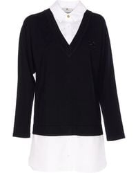 Elisabetta Franchi - Layered Dress With V-Neck And Logo Detail - Lyst