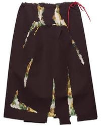 Prada - Bonded Gabardine Skirt With Devoré Effect - Lyst