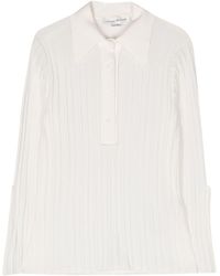 Victoria Beckham - Ribbed Cotton-blend Polo Shirt - Lyst