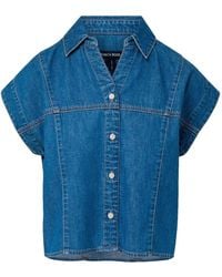 Veronica Beard - Button-Up Cap-Sleeve Blouse - Lyst