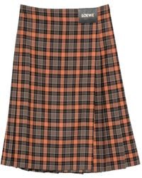 Loewe - Geplooide Geruite Midi-Rok - Lyst