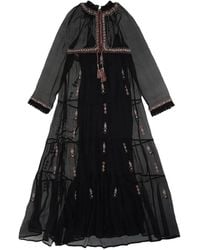 Fortela - Robe Longue Arsia En Mousseline De Soie Brodée - Lyst