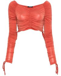 Balmain - Haut Froncé À Manches Longues - Lyst