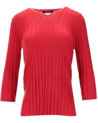 LA ROSE - V-Neck Ribbed Top - Lyst