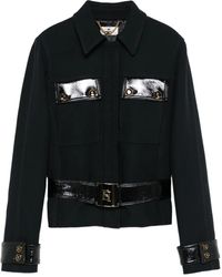 Elisabetta Franchi - Patent-Trimmed Belted Jacket - Lyst