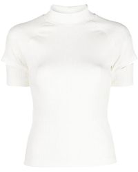 Helmut Lang - Geripptes Oberteil Mit Cut-Outs - Lyst