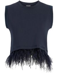 Cinq À Sept - Feather-Trim Tank Top - Lyst