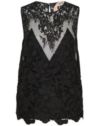 N°21 - Floral-Lace Sleeveless Top - Lyst