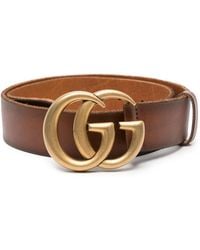 Gucci - Leather Belt With Double G Buckle - Lyst