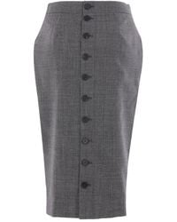 McQueen - Button-Front Wool Skirt - Lyst