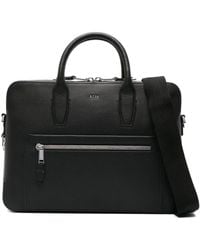 BOSS - Logo-plaque Leather Briefcase - Lyst