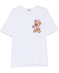 MSGM - Teddy Bear-Embroidery T-Shirt - Lyst