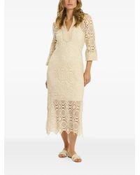 Miss June - Geometric Lace V-Neck Maxi Dress - Lyst