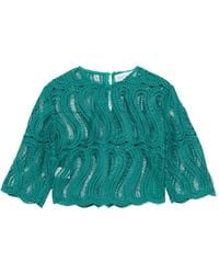 Raquel Diniz - Sabi Cropped Top Met Geborduurd Kant - Lyst