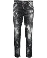 DSquared² - Paint Splatter-effect Cropped Jeans - Lyst