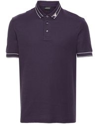 Emporio Armani - Logo-collar Cotton Polo Shirt - Lyst