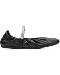 Jimmy Choo - Jade Soft Nappa Leather Ballerina Flats With Crystal Strap - Lyst