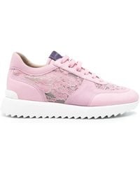 Le Silla - Floral-Lace Leather Sneakers - Lyst