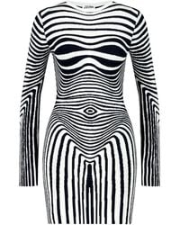 Jean Paul Gaultier - Long-Sleeve Morphing-Stripes Dress - Lyst