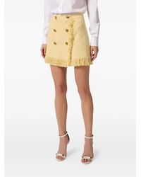 Elisabetta Franchi - Bouclé Fringed Button Mini Skirt - Lyst