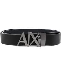 ARMANI EXCHANGE - Logo Plaque Leather Belt - Lyst