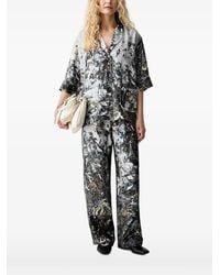 Munthe - Abstract-Print Silk Short-Sleeve Shirt - Lyst