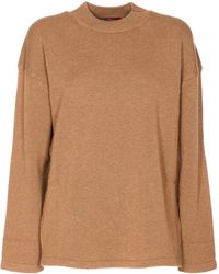 Max Mara - Fluid Camel Knit Sweater With Ribbed Texture - Lyst