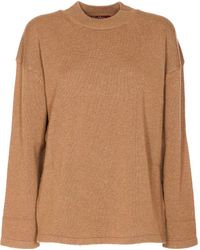 Max Mara - Fluid Camel Knit Sweater With Ribbed Texture - Lyst