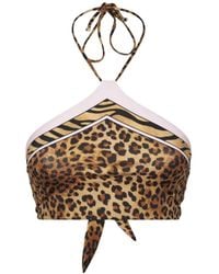 MC2 Saint Barth - Leopard-Print Halterneck Bikini Top - Lyst