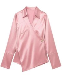Danamé - Wrap-Style Satin Blouse - Lyst