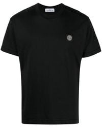 Stone Island - T-Shirt mit Logo-Patch - Lyst