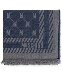 Moschino - Monogram-Print Frayed Scarf - Lyst