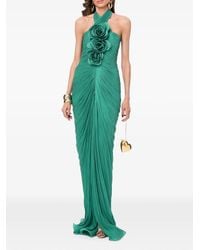 Ana Radu - Floral-Appliqué Ruched Maxi Dress - Lyst