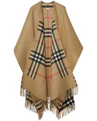 Burberry - Check Cashmere Wool Cape - Lyst