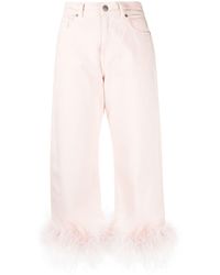 P.A.R.O.S.H. - Feather-trim Stretch-cotton Jeans - Lyst